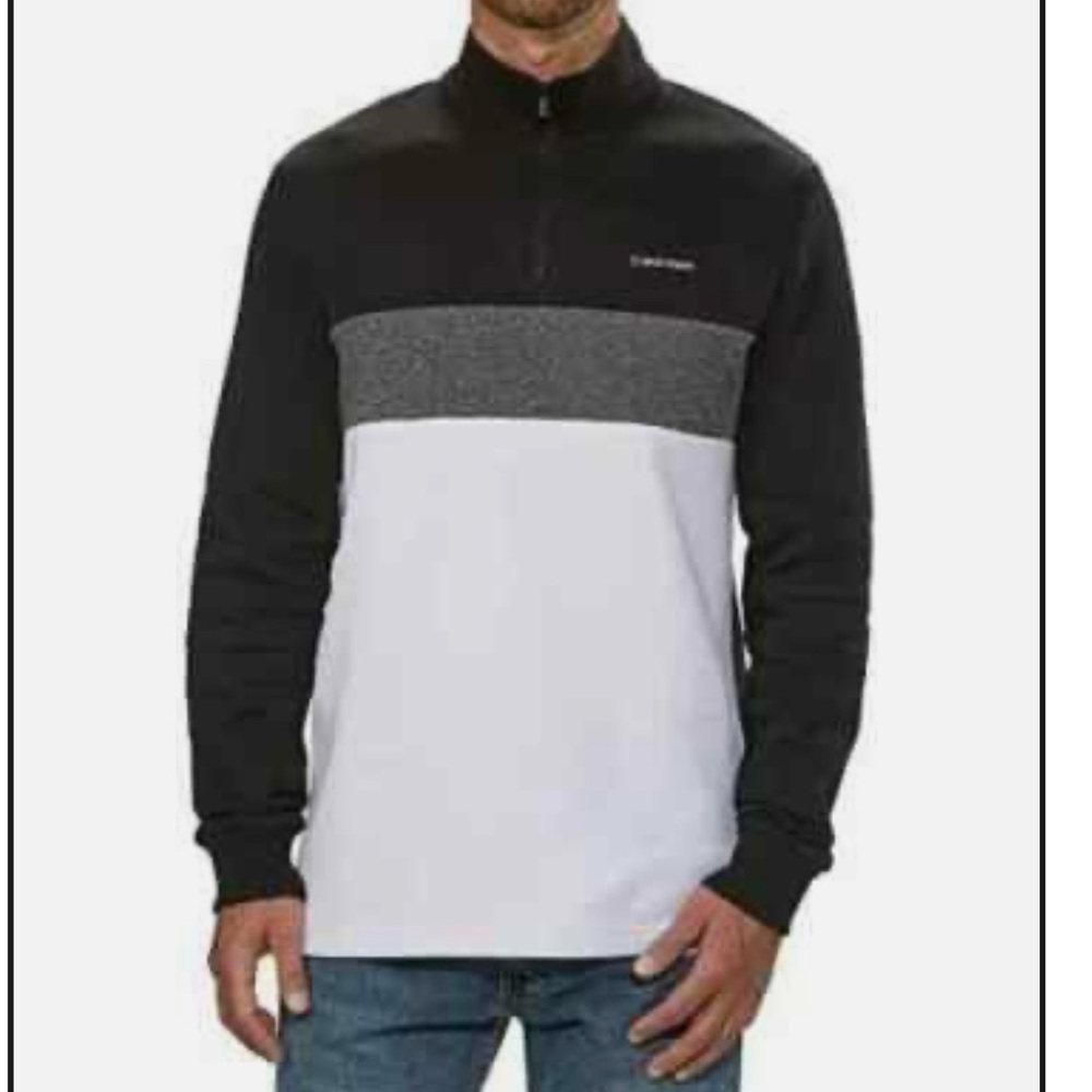 Calvin Klein Gray, White, and Black Half-Zip Jacket